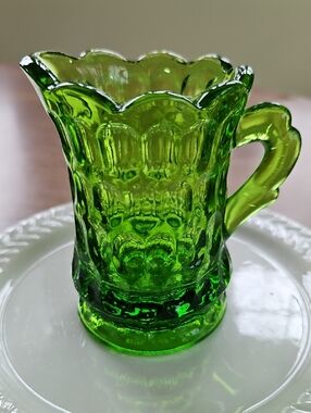 Kanawha Green Thumbprint Glass Pitcher